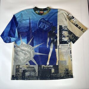 Vintage Bare Fox Shirt Mens 2XL New York All Over Print Mesh Jersey Made in USA